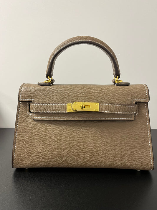 Habiba Bag Taupe witte lijnen